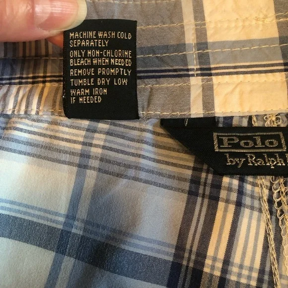 Polo Ralph Lauren Classic Blue & White Plaid Design Board Shorts Size 34 - Picture 8 of 8